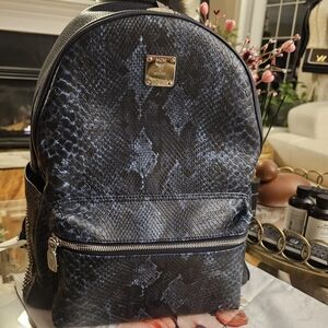MCM Dark Snake Pattern Backpack